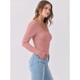 thumbnail image 3 of ANRABESS Long Sleeve Shirts for Women Ribbed Knit Slim Fitted Casual Tops Scoop Neck Basic Tee Spring Fall Fashion Clothes Coral Medium, 3 of 9