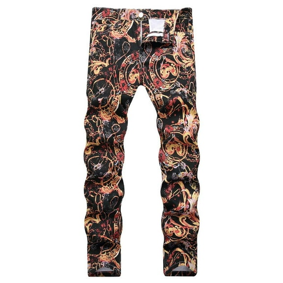 Herrnalise Men's Joggers Cargo Pants Fashion Trend Micro Elastic Slim Tie Elastic Small Straight Leg Ripped Denim Pants for Men For Brown,XL