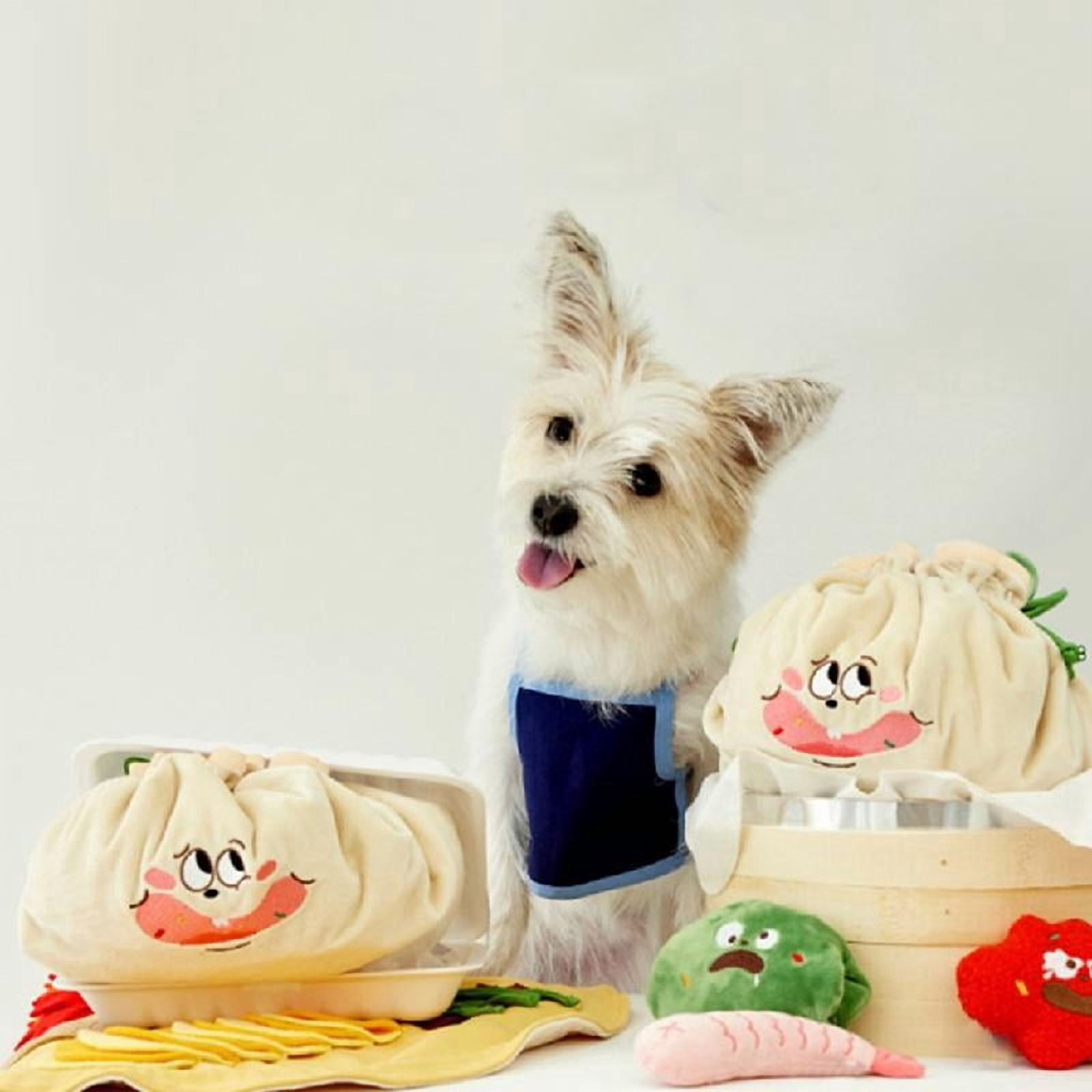 Dog Plush Toy Stuffed Treat Dispensing Shaomai Interactive Chew Toy Relieving Stress Shaomai Shape