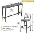 thumbnail image 6 of Outdoor Patio Bar Set, Bar Height Patio Dining Set, Weather-Resistant Bistro Counter Pub Set with Cushions & Slatted Tabletop for Backyard (Grey, 63" Table, 6 Vertical Back stools), 6 of 7