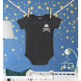 thumbnail image 3 of Shop4Ever Distressed Skull and Crossbones Pocket Size Baby's Bodysuit Infant Cotton Romper 6 Months Black, 3 of 5
