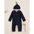 thumbnail image 4 of BemeyourBBs Preemie Newborn Going Home Outfit Baby Boy Girl Ribbed Knit Romper Hat Set Long Sleeve Button One Piece Jumpsuit Spring Fall Winter Sleepers Clothes, 4 of 9