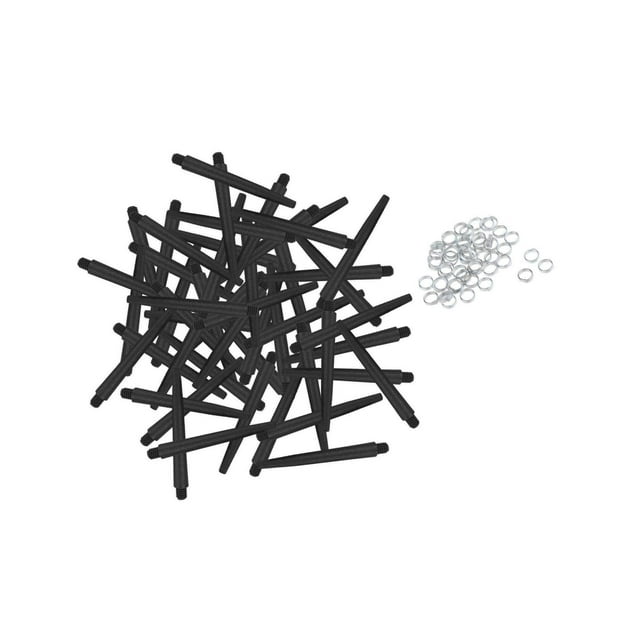 50x Arbres de Fléchettes 2BA Accessoires de Fléchettes avec Anneaux de Protection Accessoires pour Filetage standard 45mm Noir