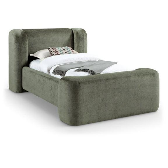 Meridina Furniture Modena Green Chenille Fabric Upholstered Twin Bed