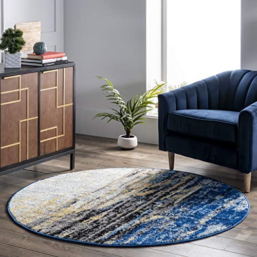 nuLOOM Waterfall Vintage Abstract Area Rug, 6' Round, Blue
