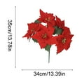 thumbnail image 3 of Steadlien Realistic Poinsettia Floral Arrangement - Christmas 5-Branch Artificial Flower Bouquet - Premium Holiday Home Decor Centerpiece for Table and Mantel Seasonal Display, 3 of 6