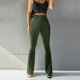 thumbnail image 6 of CHWGFWL Casual Pants for Women Women's Velvet Elastic Waist Flare Leg Palazzo Long Pants Trousers Women's Casual Pants Elastic Waist Pants for Women (Green2 ,XL), 6 of 6