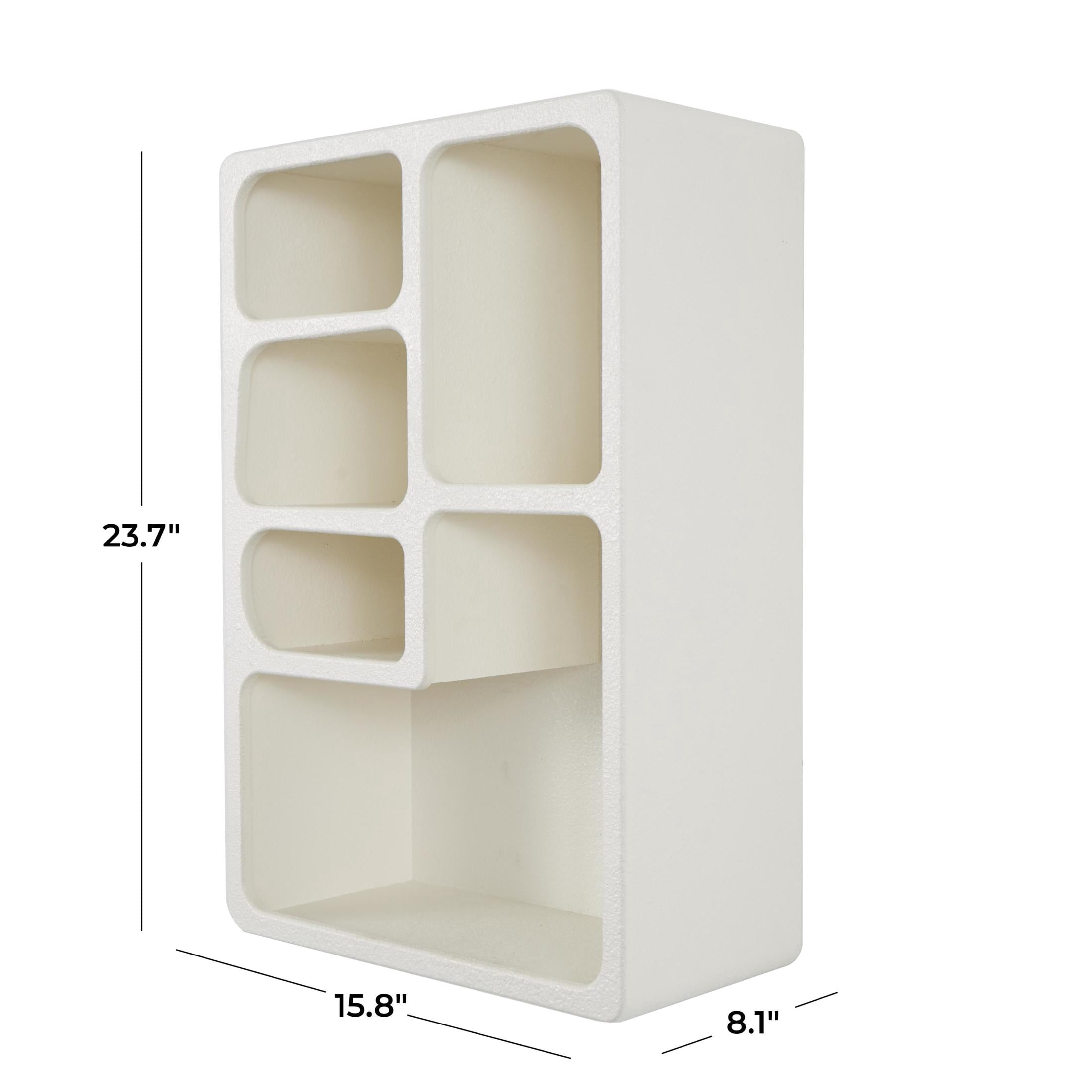 DecMode 16" x 8" 5-Tier Cream Geometric Wall Shelf with Rounded Block Shapes