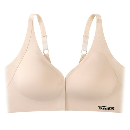 Clearance!Uooqdmx Bras for Women Nursing Bras Comfortable Front Breast Fold Breastfeeding Adjustable Back Traceless Bra Comfortable Bras for Women Khaki L