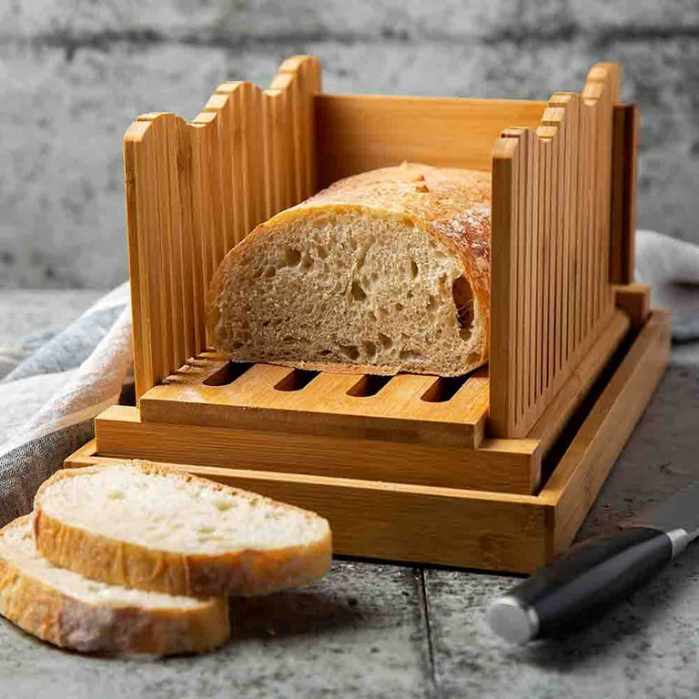 Bamboo Bread Slicer with Cutting Board Foldable Adjustable Bread Slicer For  Homemade Bread Loaf Cakes