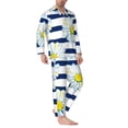 thumbnail image 2 of Naloa Daisy Striped Nautical Men’s Pajamas Set - Long Sleeve Button Down Sleep Shirt and Pajama Bottoms Sleepwear Set-XX-Large, 2 of 7