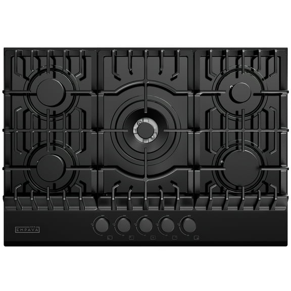 Empava 30 in. Gas Stove Cooktop 5 Italy Sabaf Sealed Burners NG/LPG Convertible in Black Tempered Glass , EMPA-30GC26