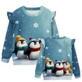 thumbnail image 5 of Garronmavis Christmas Penguin Long Sleeve Pullover Fashion Long Sleeve Fall Winter Tops Ruffle Girls Pullover Crewneck Sweatshirt Comfortable Fall Winter Clothes for Girls Aged 3-4, 5 of 7