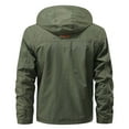 thumbnail image 7 of Miluxas Men's solid color outdoor pocket zipper long sleeved windproof and splash proof detachable arm submachine jacket hooded jacket Army Green, 7 of 7