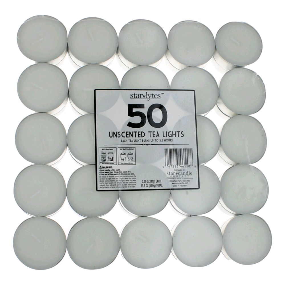 Unscented White Tea Lights Candles by Star Candle Company, 50 Pack