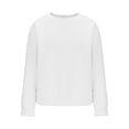thumbnail image 3 of AXXD Womens Business Casual Tops White Basic Summer 2024 Loose And Versatile Solid Color Casual Round Neck Long Sleeved Hoodie Texture Pullover Top, 3 of 6