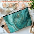 thumbnail image 5 of Makeup Bag Small Toilet Cosmetic Bags Travel Makeup Case Waterproof for Women Girls 6.7X9.45inches - Gorgeous Aqua - Gold Marble, 5 of 7