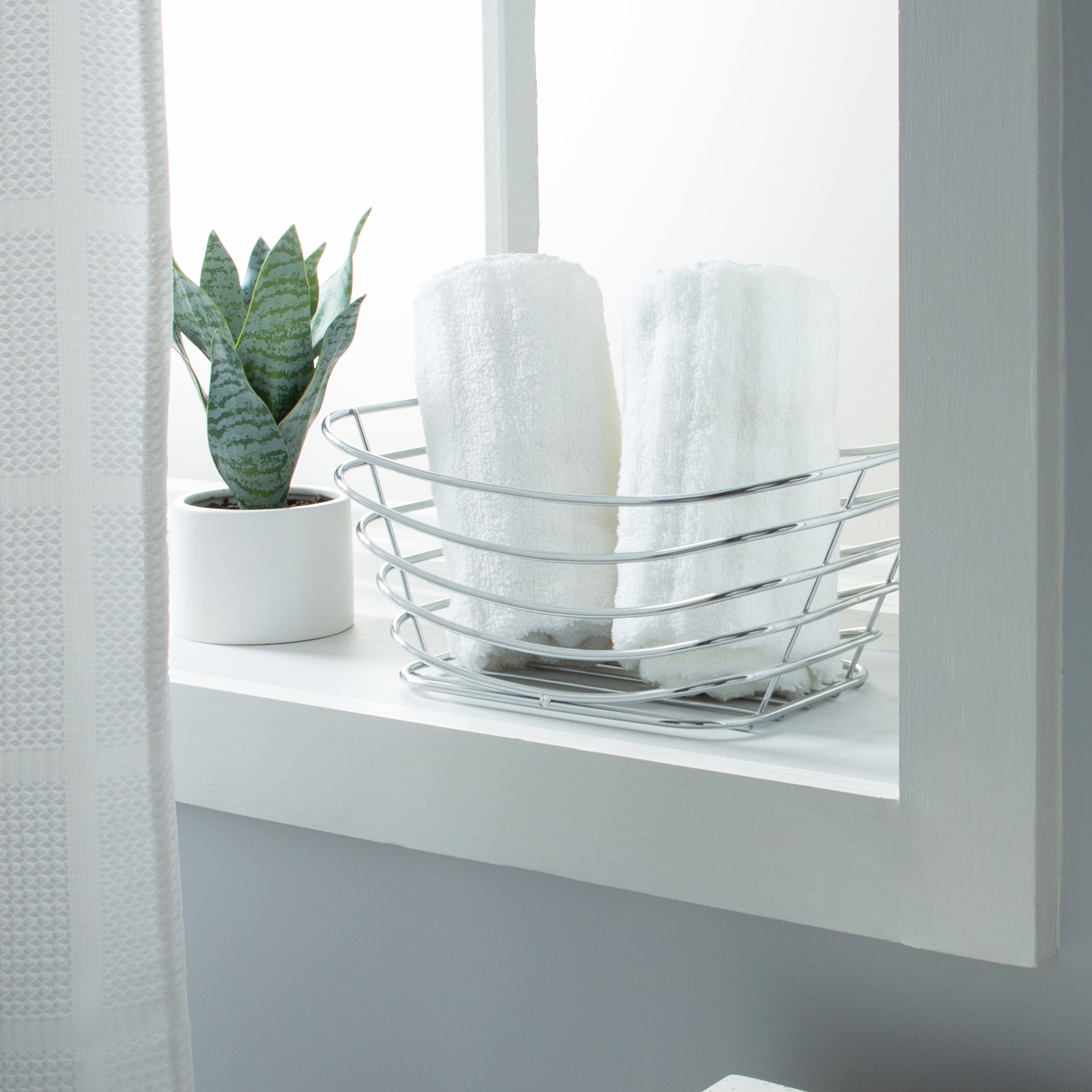 Simplify Wire Storage Basket Metal Frame, Chrome Steel