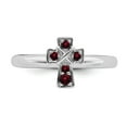 thumbnail image 4 of 925 Sterling Silver Stackable Expressions Rhodium Garnet Cross Ring Size: 6; for Adults and Teens; for Women and Men, 4 of 5