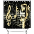 thumbnail image 3 of Musical Notes Piano Key Music Shower Curtain Waterproof Cloth Polyester Bath Curtain Bathtub Curtains, Bathroom Carpet Bath Mat Toilet Rugs, Modern Bathroom Decor, Black & Gold, 3 of 6
