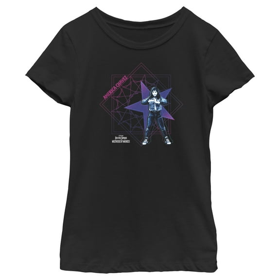 Girl's Marvel Doctor Strange in the Multiverse of Madness America Chavez Power Pose  Graphic Tee Black X Small
