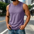 thumbnail image 2 of Men's Casual Sports Ice Silk Tank Top Sleeveless Crewneck Quick Dry Breathable Cooling Sun Protection T-Shirt Muscle Vest Summer Gym Workout Fashion Essential | JASKFLY,Purple S, 2 of 9