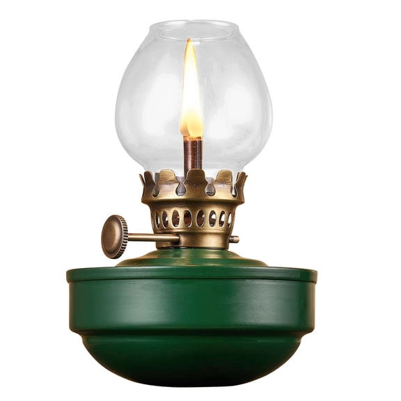 Kings County Tools Antique Oil Lamp with Naval-Style Body and Brass Accents (Green)