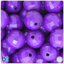 BeadTin Dark Purple Opaque 20mm Faceted Globe Plastic Beads (10pcs)