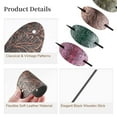 thumbnail image 5 of 6PCS Hair Clips with Wooden Sticks, Classical Vintage Faux Leather Oval Hair Clips with Wooden Push Bars, Bohemian Ponytail Holders Hair Accessories for Women Girls, 5 of 7