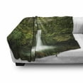 thumbnail image 3 of Hobbits Soft Flannel Fleece Throw Blanket, Falls of Rivendell Multnomah Waterfall Oregon Hobbit Elf Path Bridge Scene Image, Cozy Plush for Indoor and Outdoor Use, 60" x 80", Green, by Ambesonne, 3 of 6