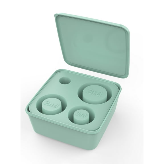 Ice Cube Tray for 40Oz Tumbler, 4 Pcs Silicone Ice Cube Maker With Lid and Bin for Chilling Whiskey, Cocktails, Drinks, Coffee, Easy Fill and Release Ice Maker, Green