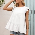 thumbnail image 4 of Lu's Chic Women's Soft Blouse Crew Neck T Shirt Short Sleeve Shirt Cute Loose Fashion Ruched Ruffle Summer White X-Large, 4 of 4