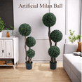 thumbnail image 2 of 1pc Topiary Trees Artificial Outdoor, Milan Grass Ball Topiary Trees, Fake Greenery Tree with Planter Pot for Home, Office, Porch Decor, 2 of 8