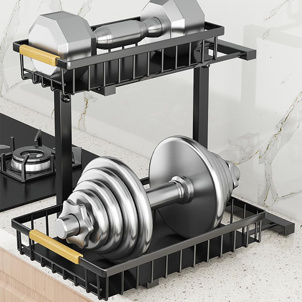 Under Sink Organizer, Metal Pull Out Cabinet Organizer Shelf, High Adjustable 2 Tier Under Kitchen Sink Organizer, for Home, Laundry, RV, Pantry