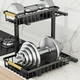thumbnail image 5 of L Shaped Under Sink Organizer 2 Tier Pull Out, Adjustable Height Cabinet Storage Shelf with Sliding Baskets, Rust Proof Carbon Steel Rack for Kitchen Bathroom Laundry, White Black, 5 of 5