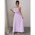 thumbnail image 6 of Mauve Purple Floral Embellished Waist Pleated A-Line Maxi Dress For Women, Elegant Party & Daily Wear, 6 of 8