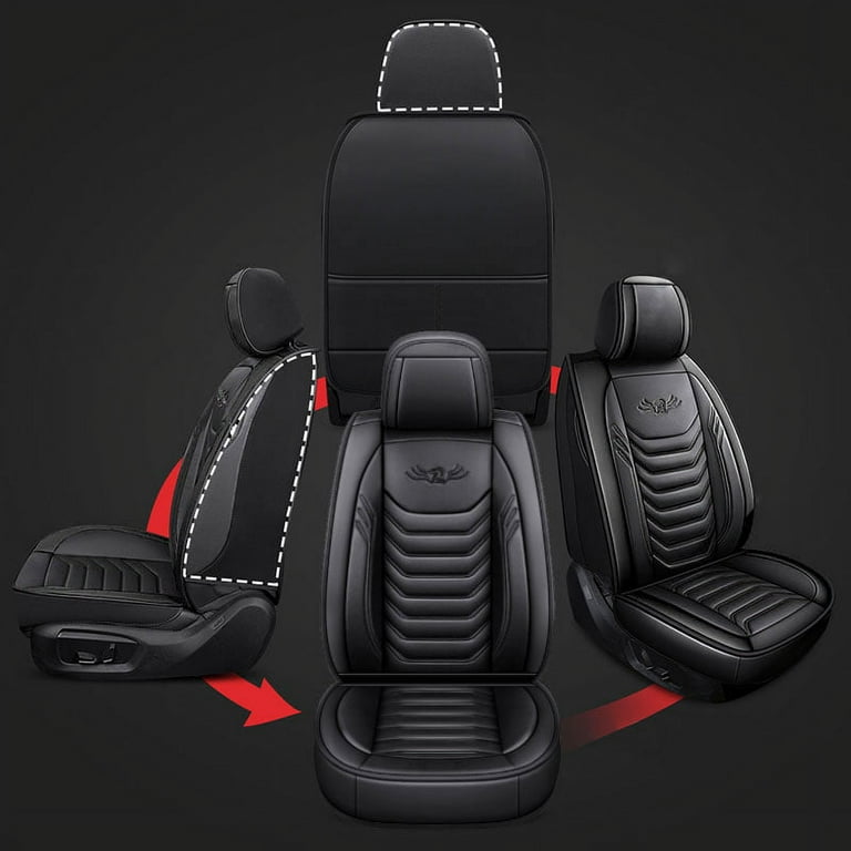 Pariiaodin 2-Pcs Premium Leather Car Seat Covers for Bottom Front Seats,  Waterproof Padded Seat Covers for Cars, Universal Fit Seat Cushion  Protector