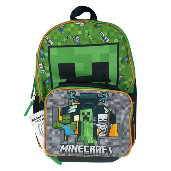 Minecraft Boys' 16" School Backpack with Lunch Box Set