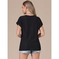 thumbnail image 3 of DARING DIVA Women's Short Sleeve Hollow Out Casual Eyelet Tops M Black, 3 of 6