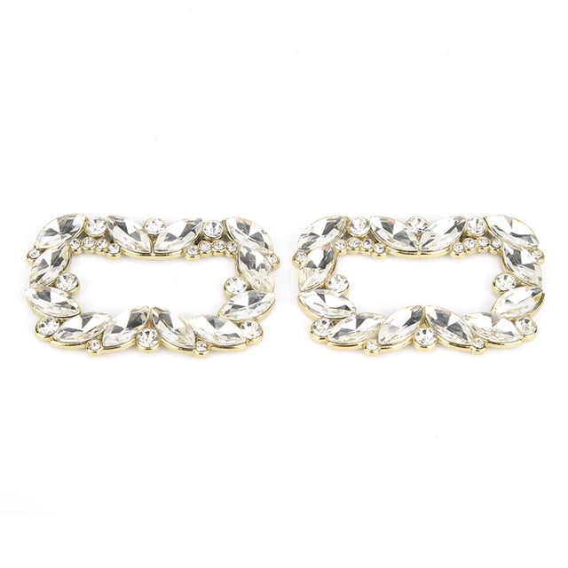 1 par de hebillas de zapatos de cristal con diamantes de imitación de metal para decoración de fiesta de boda(#2)