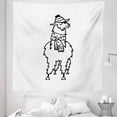 thumbnail image 1 of Llama Tapestry, South American Domestic Alpaca Animal with Winter Attire Monochrome Illustration, Fabric Wall Hanging Decor for Bedroom Living Room Dorm, 5 Sizes, Black White, by Ambesonne, 1 of 1