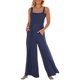 thumbnail image 1 of Sunloudy - Mono informal con cuello cuadrado para mujer, a la moda, color sólido/estampado, sin mangas, con pernera ancha Sunloudy S, M, L, XL, 1 of 9
