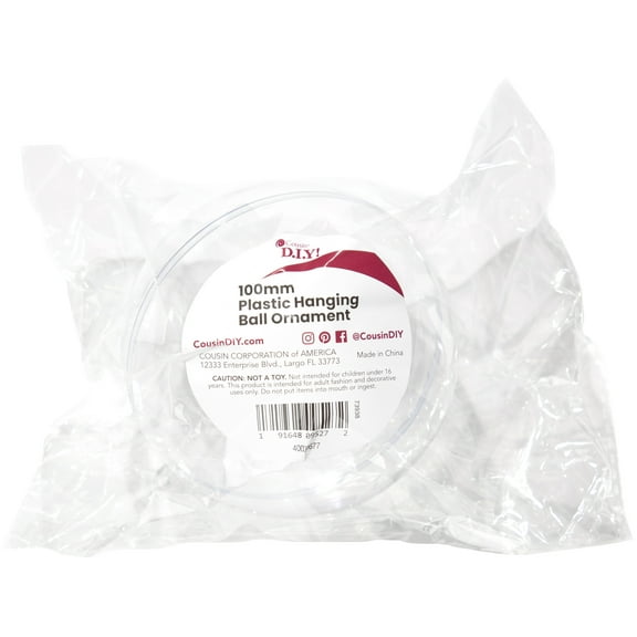 CousinDIY Plastic Hanging Ball Ornament 100mm-Clear