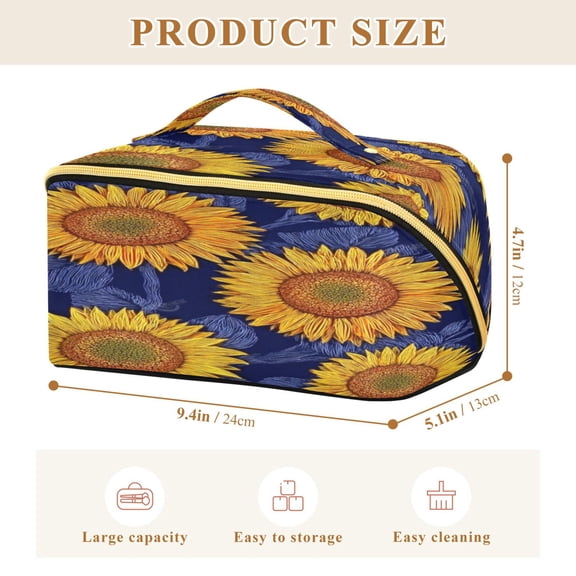 Iauyy Rhombus Cosmetic Bag with Handle Large Capacity Luxury Twill Travel Makeup Bag ,Integrated with Deep Blue