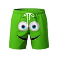 thumbnail image 4 of Fnnxeal Funny Mens Swim Trunks with Cartoon Face Print - Quick Dry Beach Shorts for Pool Party, Green Graphic Novelty Swimwear,Size L, 4 of 5