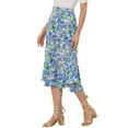 thumbnail image 5 of INSPIRE CHIC Mother's Day Women's Chiffon Skirts Elastic Waist Ruffle Tiered Floral Flowy Midi Skirts S Navy Blue-Floral, 5 of 7