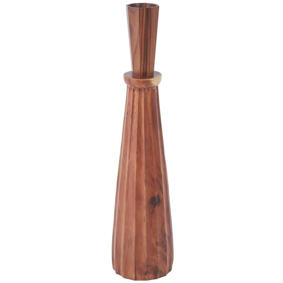 DecMode 35" Handmade Hand Turned Brown Wood Vase