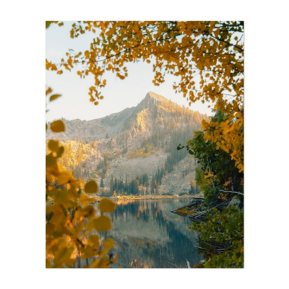 Fall Reflections Framed by Aspen - McCall Idaho Photography Mountain Nature Autumn Landscape Scenic Wilderness Unframed Wall Art Print 8 x 10 inches