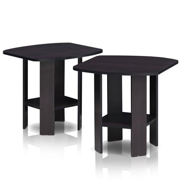 Simple Design End Table, Dark Walnut - Set of 2