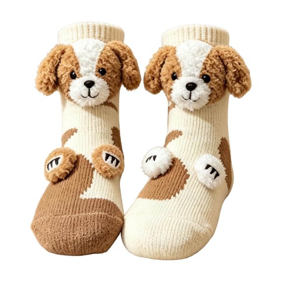 WXLWZYWL Womens 3D Plush Animal Socks, Funny Novelty Knit Crew Socks, Winter Warm Cozy Gift for Girls Teens, Shoe Size 5.5-8.5